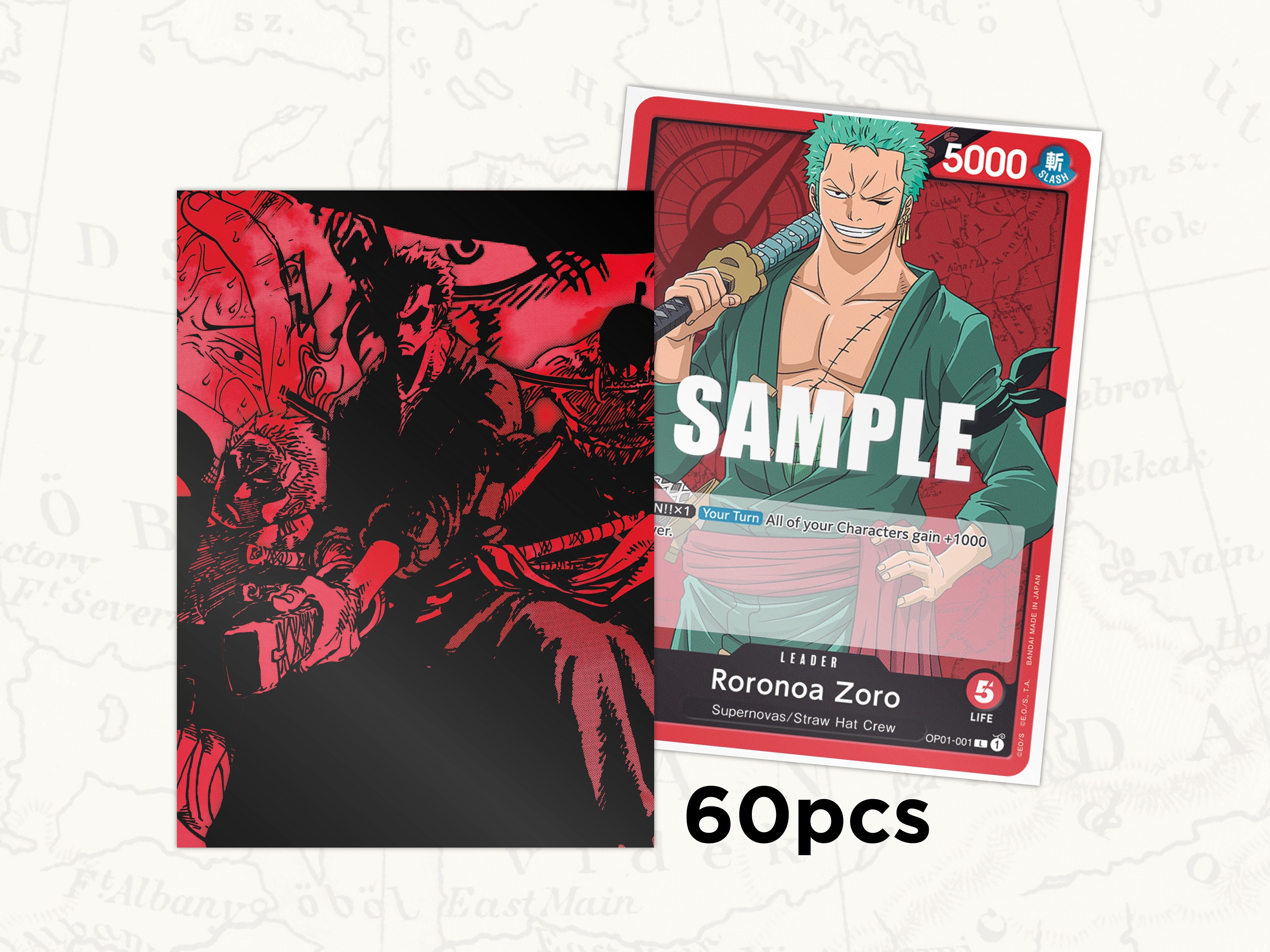 ONE PIECE TCG Sleeves: Zoro Leader Sleeves X60pcs - Etsy
