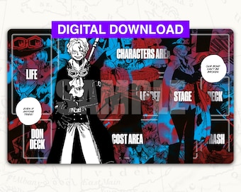 Digital ONE PIECE TCG Playmat: Sabo Red Blue Leader Playmat