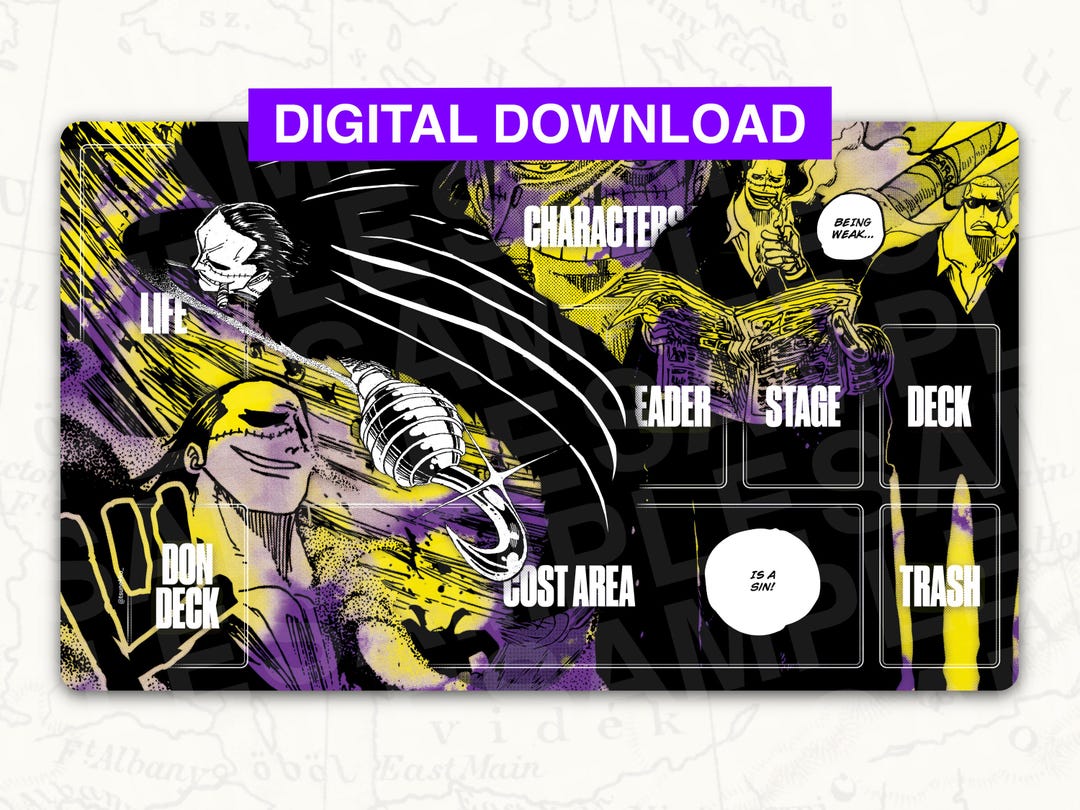 Digital ONE PIECE TCG Playmat: Crocodile Purple Yellow Leader