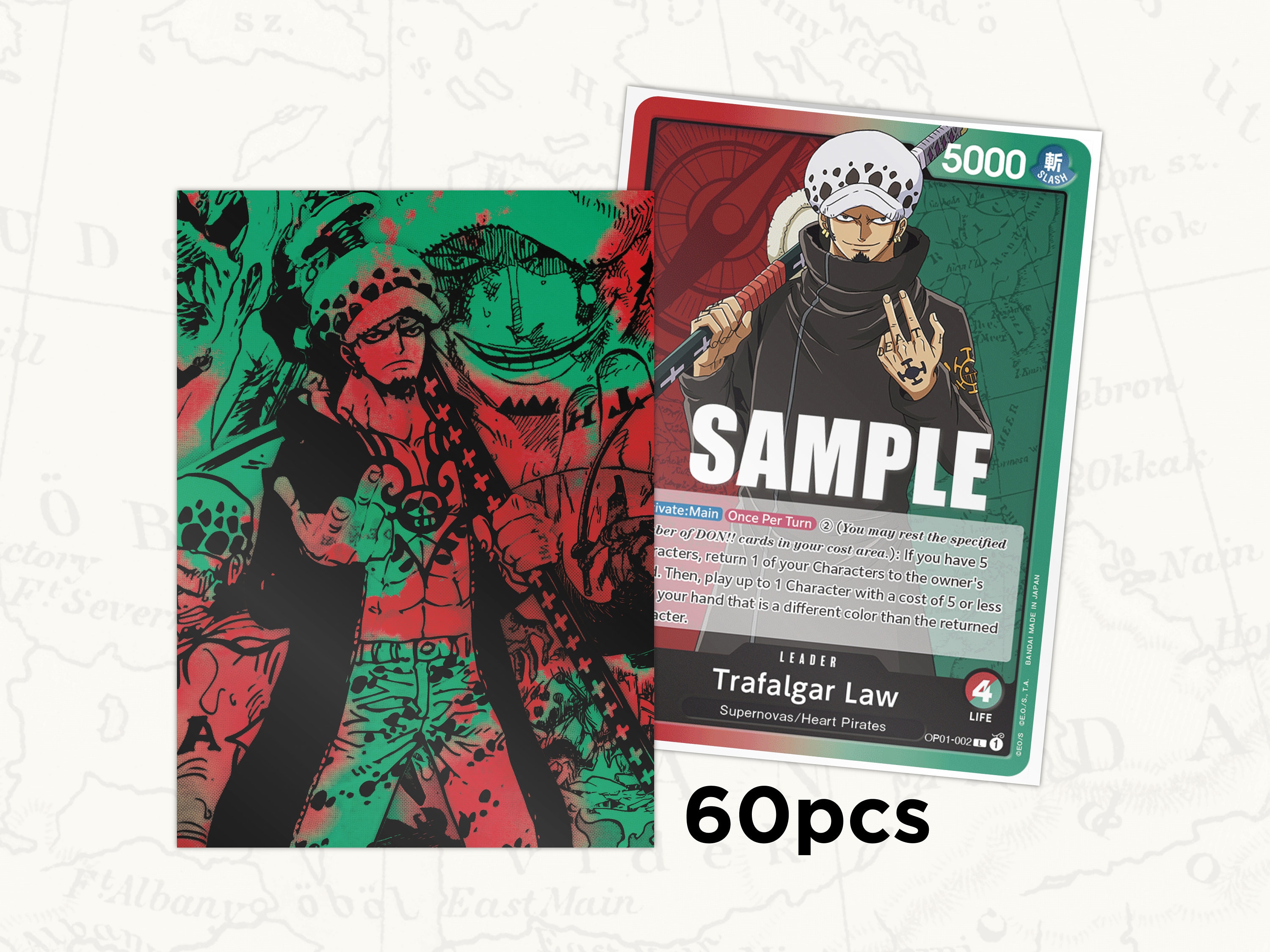 ONE PIECE TCG Sleeves: Law Leader Sleeves X60pcs - Etsy