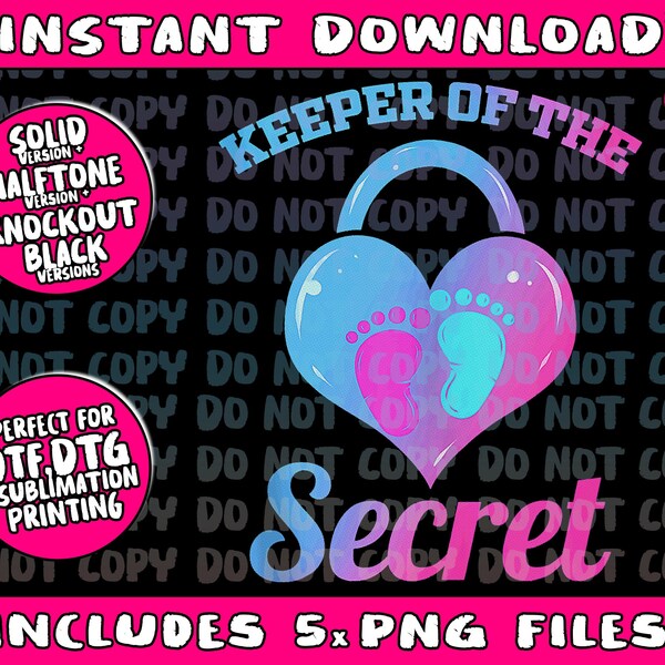 Keeper of the Secret Keeper of the Gender ParentsPng Bundle, Trending Png, Popular Printable