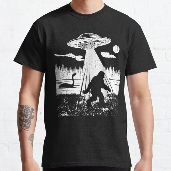 Bigfoot UFO Abduction Funny Sasquatch Aliens Cryptozoology Gift Classic T-Shirt, Sweatshirt, Hoodie - 40705