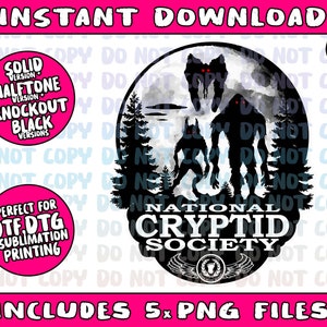 Bigfoot Dogman Mothman UFO; National Cryptid Society Logo Png Bundle, Trending Png, Popular Printable