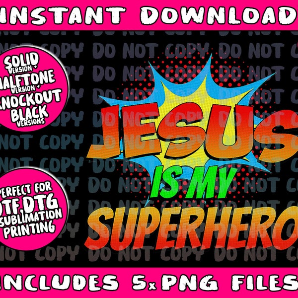 Jesus Is My Superhero Comic Book Christian Religious Easter Png Bundle, Trending Png, Popular Printable
