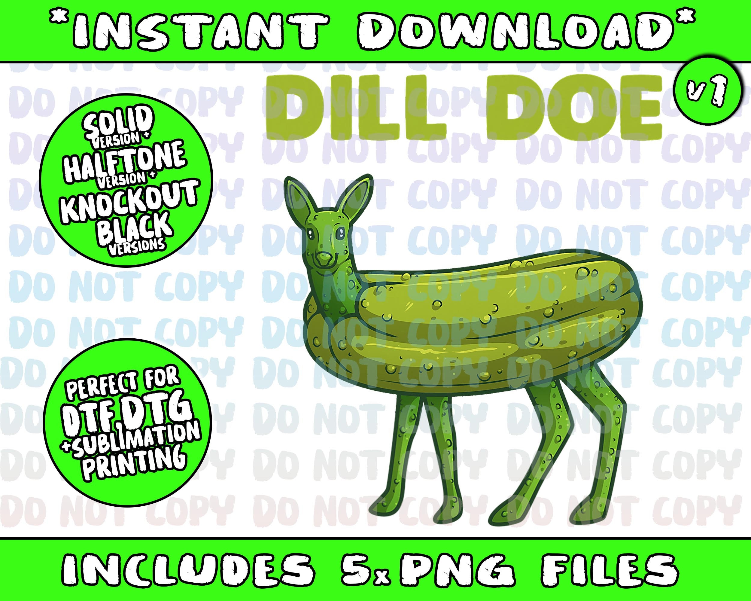 Funny Pickle Art Men Women Dill Doe Deer Green Dill Pickle Png Etsy