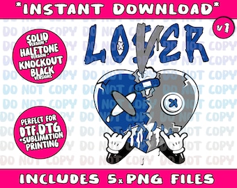 loser lover drip heart true blue 1s matchingPng Bundle, Trending Png, Popular Printable