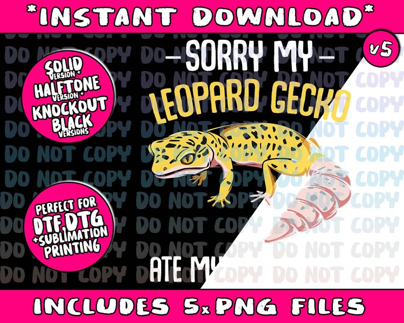 Sorry My Leopard Gecko Ate My Homework Cute Adorable Pet Png Bundle, Trending Png, Popular Printable image 5