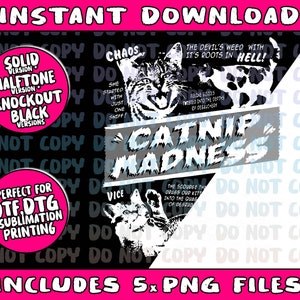 Catnip Madness Cute Kitten Funny Cat Pet Humor Png Bundle, Trending Png ...