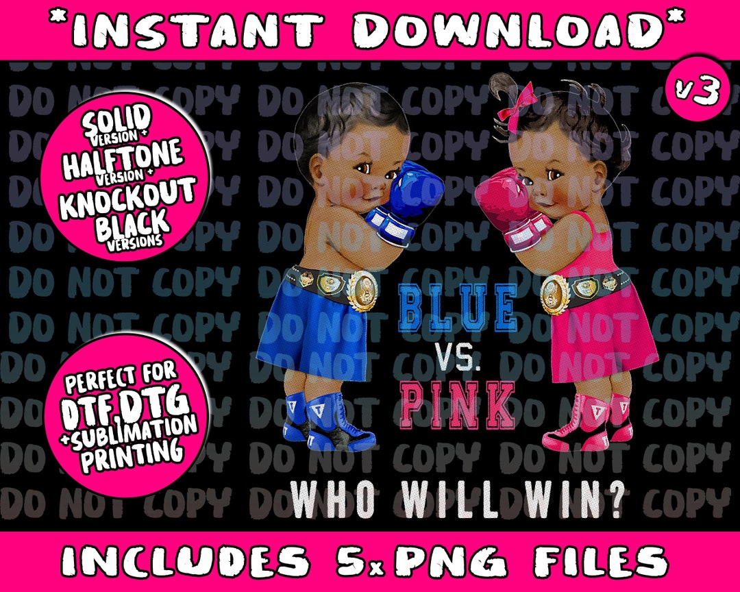 Blue Vs Pink Ethnic Boxing Babies Gender Reveal Spng Bundle Etsy