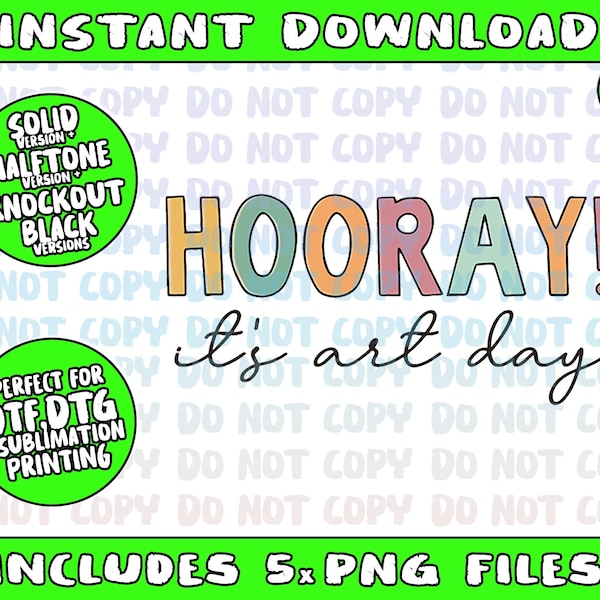 Hooray It's Art Day Art Teacher Back To School Png Bundle, Trending Png, Popular Printable