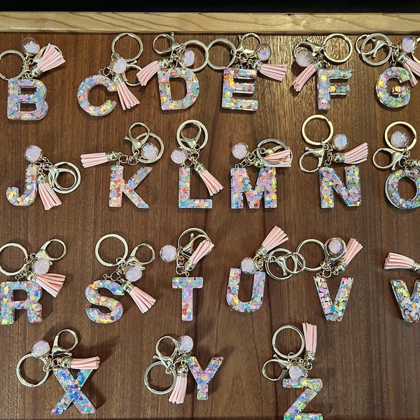 Initial Letter Keychain Bag Charm Monogram Personalized Key Chain Accessory Tassel