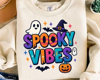 Spooky Vibes Retro Halloween PNG | Vintage Halloween Sublimation for T-Shirts & Cricut – Digital Download