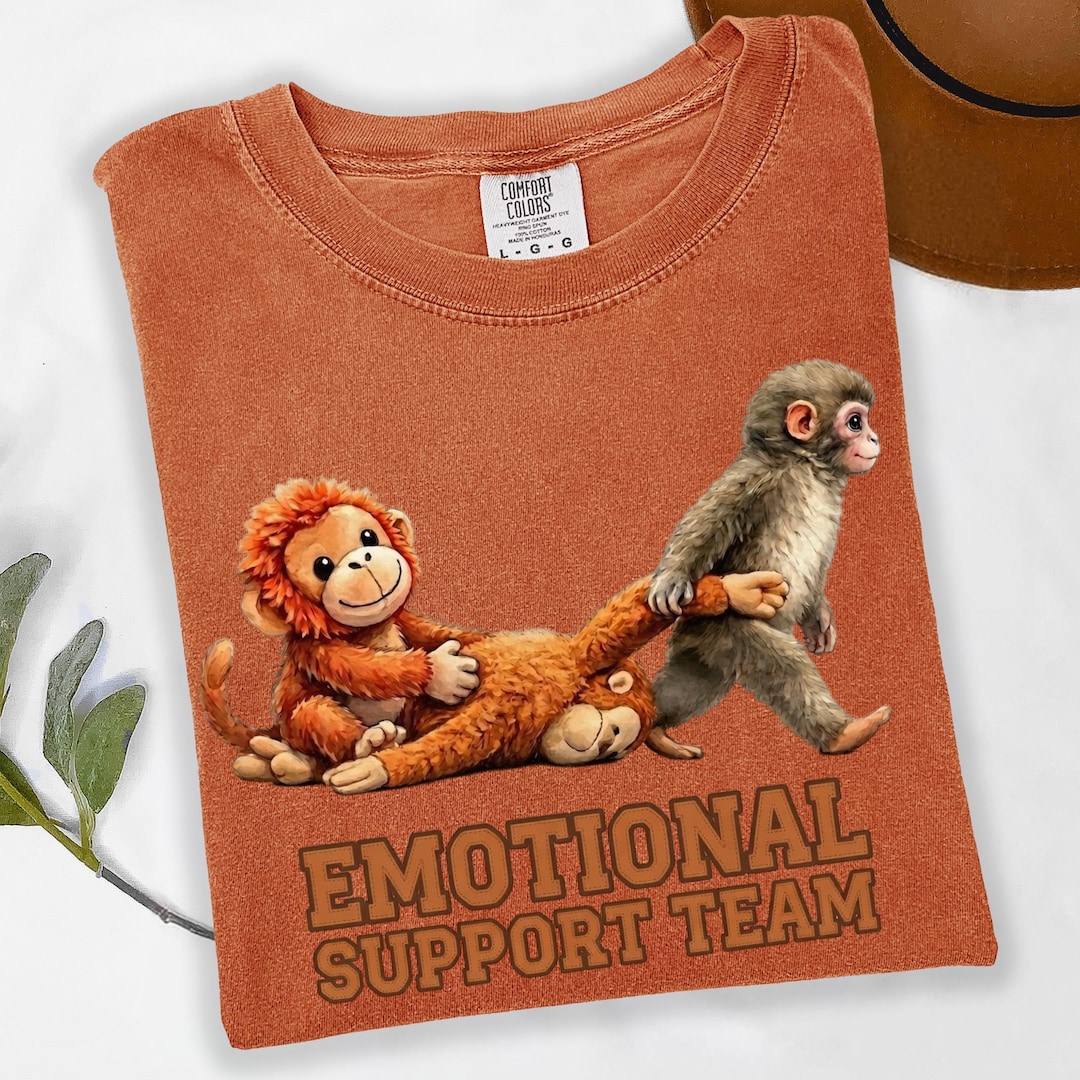 Emotional Support Monkey Shirt, Plush Toy Meme Graphic, Funny Animal ...