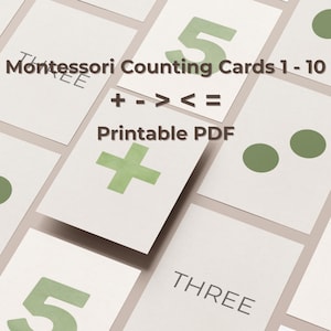 Montessori Math Flashcards | Count and Learn Kit for Preschoolers | Numbers, Symbols and Matching Game | Printable PDF + Bonus Poster