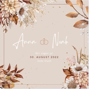 Wedding invitation, card decorated with name etc.