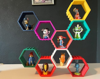 Tonie Figuren Halter Wabe Kinder Aufhänger Ständer Geschenk Deko Wand Kinderzimmer bunt, Sammlung