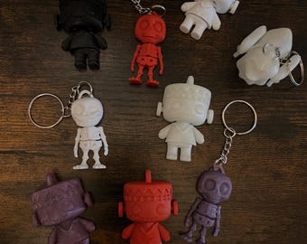 Keychain Halloween Horror, PLA, 3D, Flexible, Skeleton, Ghost Duck, Frankenstein, Gift, Souvenir, Glow, Colorful, Decoration Bunch