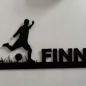 Fußball Spieler, Lampe, Wandbild, Name, Sport Deko, Holz, Ball Interieur, Geschenk, Männer, Jungs, Teen, Verein, Beleuchtet, LED Bild 2