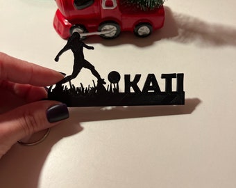 Football Logo Girl Personalized Keychain Gift Woman Club Sport Ball