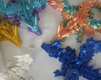 Party Favor Bulk Crystal Wing Dragon Fidget Toy -  3D Printed and Articulating by CinderWing3D