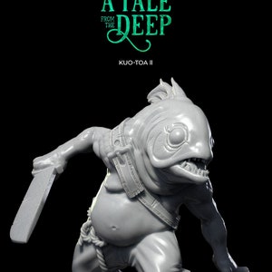 Kuo-toa 02 32mm Pirate Miniature - A Tale from the Deep | Sea Creature Fishfolk Ship Figurine for Ocean Adventures