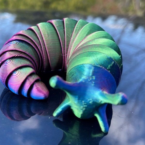 Large Slug Fidget Toy - 3D Printed Rainbow