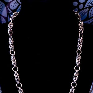 Byzantine and Circle Necklace, Handmade, Stainless Steel, Chainmaille Jewelry, Hypoallergenic
