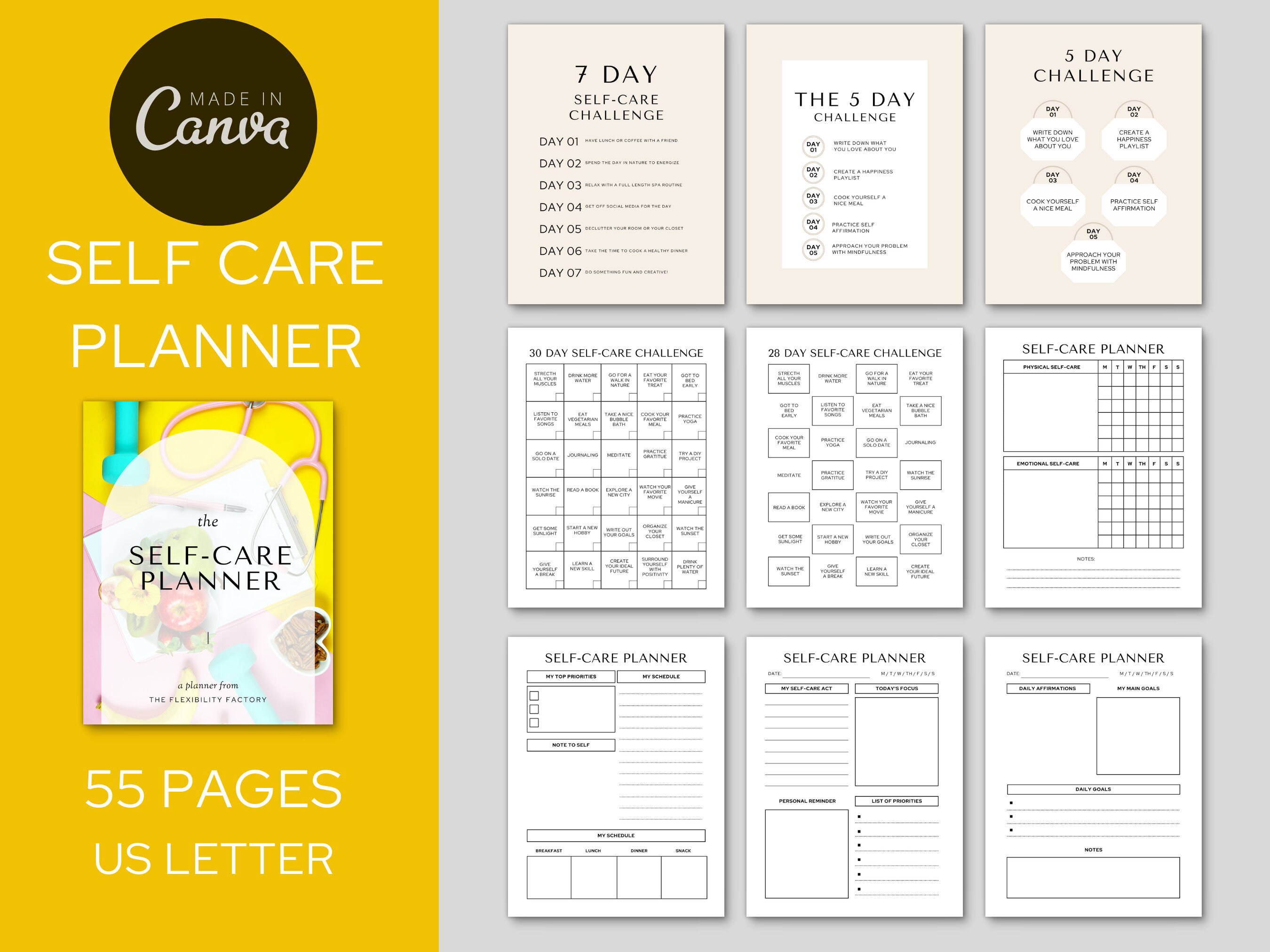 Digital Self Care Planner Printable Planner for Mindful - Etsy