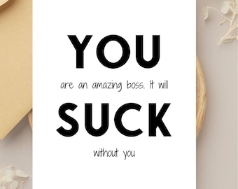 Farewell Card for Boss, You’re an Amazing Boss Digital Card, Farewell Appreciation Printable, Downloadable Team Card, Goodbye Boss Card