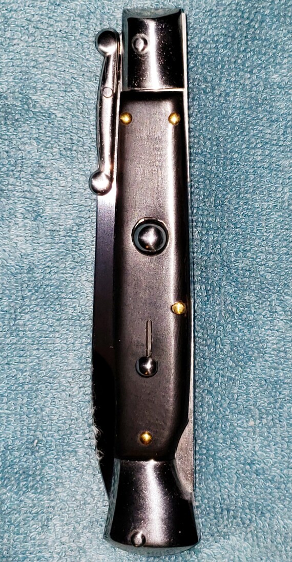 Classic Black Italian Stiletto Folding Pocket Knife swinguard Etsy