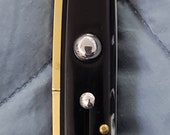 Stiletto Folding Pocket Knife Black Handle Scales w Subtle White Marbling Beautiful Gift for Him Her FREE Shipping anywhere in the USA