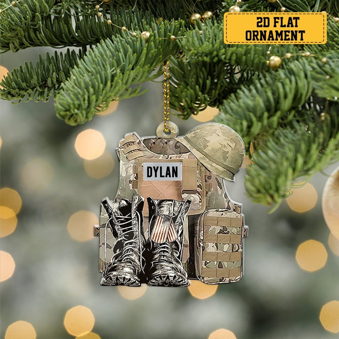 Personalized Military Uniform Boots Hat Ornament 2023 Etsy