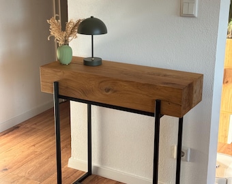 Console table, side table, console table, oak, oak beams, steel, industrial, loft, lowboard, sideboard, reclaimed wood