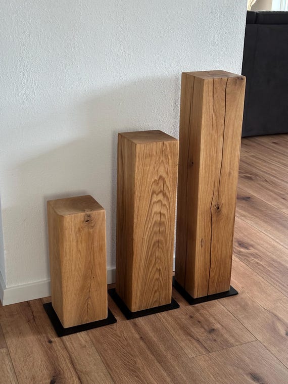 Eichenbalken Eichenstele Stele Deko Holzbalken Kerzenständer Vase