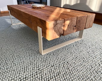 Coffee table side table console table oak oak beams steel industrial loft