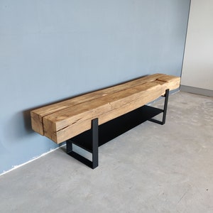 TV Lowboard Bench Sideboard Console Table Coffee Table Oak Oak Beam Steel Industrial Loft Real Wood