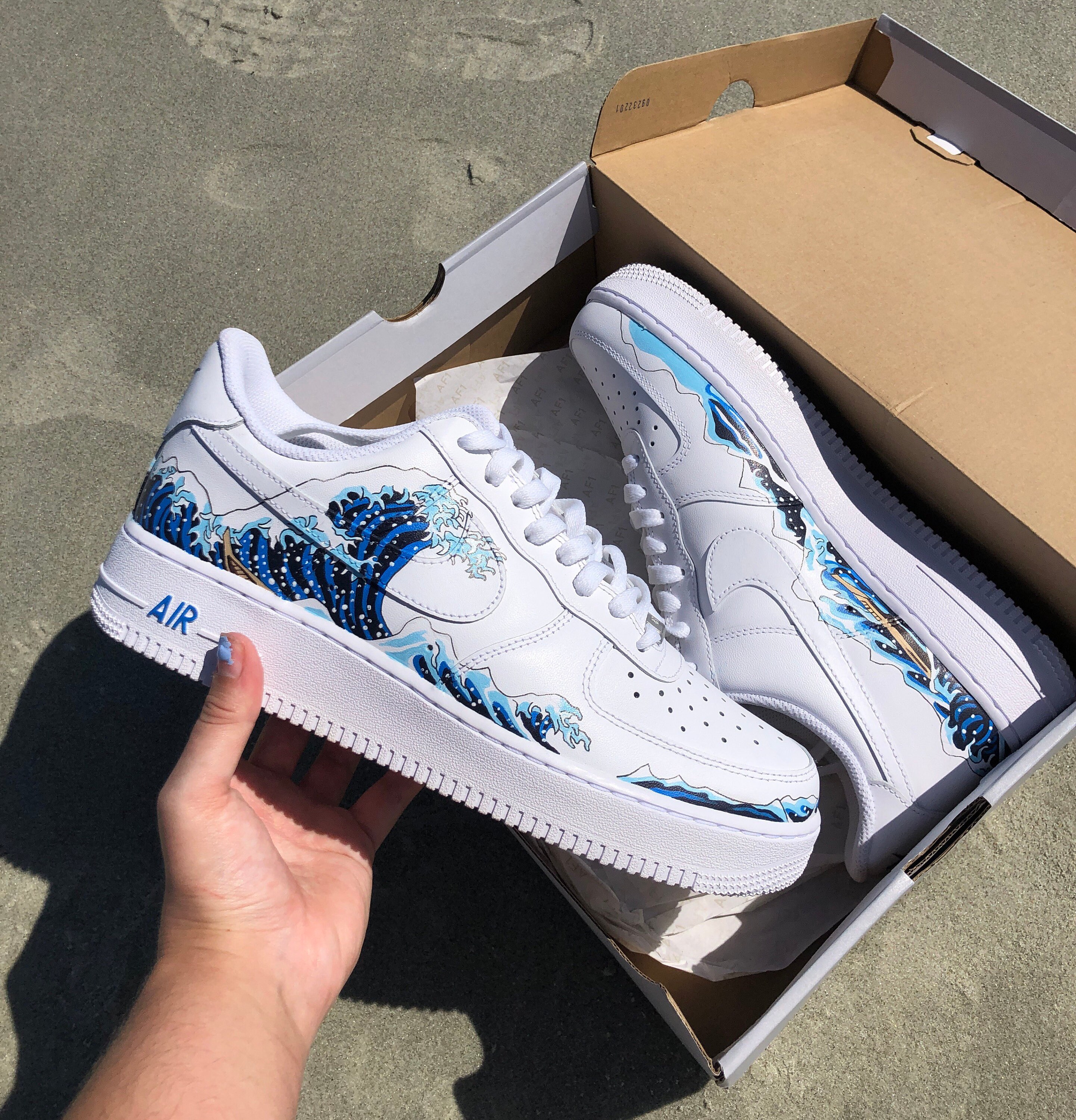 Custom Nike Air Force 1 Shoes Waves