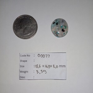16.95ct Natural Untreated Multicolor Native Copper and Chrysocolla in Chalcedony Oval Cab 18.6mm image 5