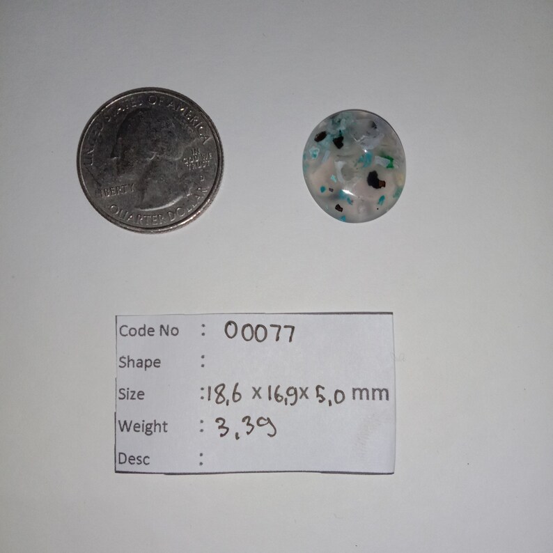16.95ct Natural Untreated Multicolor Native Copper and Chrysocolla in Chalcedony Oval Cab 18.6mm image 5