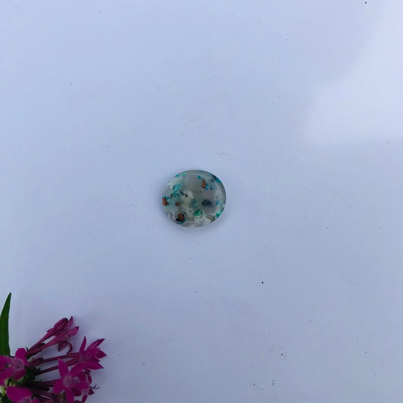16.95ct Natural Untreated Multicolor Native Copper and Chrysocolla in Chalcedony Oval Cab 18.6mm image 3