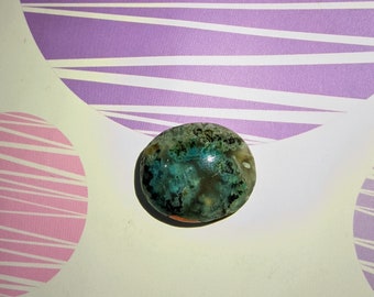 17.6ct Native Copper and Chrysocolla in Chalcedony Oval Cabochon 21mm