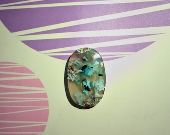 21,01ct Cuivre Natif Multicolore Naturel Non Traité et Chrysocolle en Calcédoine Surfaces Plates Ovales 21mm