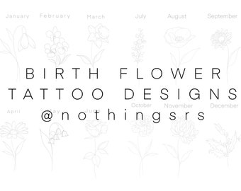 Fiore di nascita digitale delicato design minimale del tatuaggio
