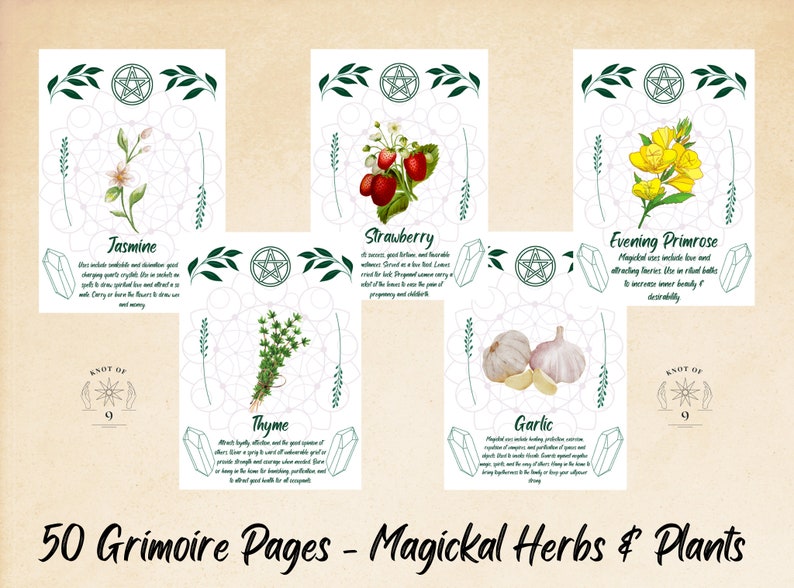 50 X Grimoire Pages Herb Magic Printable Grimoire Pages - Etsy