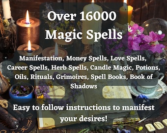Zauberbuch - 16000 Zaubersprüche - Hexen Zubehör - Hexenbücher - Hexerei - Hexe - Hexenzauberbuch - Wicca Zubehör - Wicca Geschenke