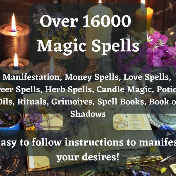 Spellbook - 16000 Magic Spells - Witch Supplies - Witch Books - Witchcraft - Witch - Witch Spellbook -  Wicca Supplies - Wicca Gifts