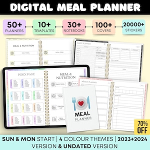 Digitaler Mahlzeitplaner, Meal Plan Template, Goodnotes, iPad Planer, Kücheninventarisierung, Lebensmittelliste, Meal Prep, iPad Goodnotes Planner, Food