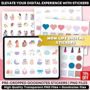 Mom Life Sticker Book for Goodnotes, PNG Files of Digital Stickers, Sticky Notes, Girls Digital Stickers, Digital Planner Stickers, PNG