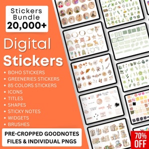 20000+ Daily Digital Sticker Book for Goodnotes, PNG Files of Digital Stickers, Sticky Notes, Digital Icon Stickers, Digital Planner Sticker