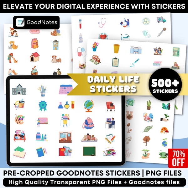 Daily Digital Stickers, Everyday life Planner Stickers, Self Care Stickers, Goodnotes Stickers, Lifestyle OneNote Stickers, ipad Stickers